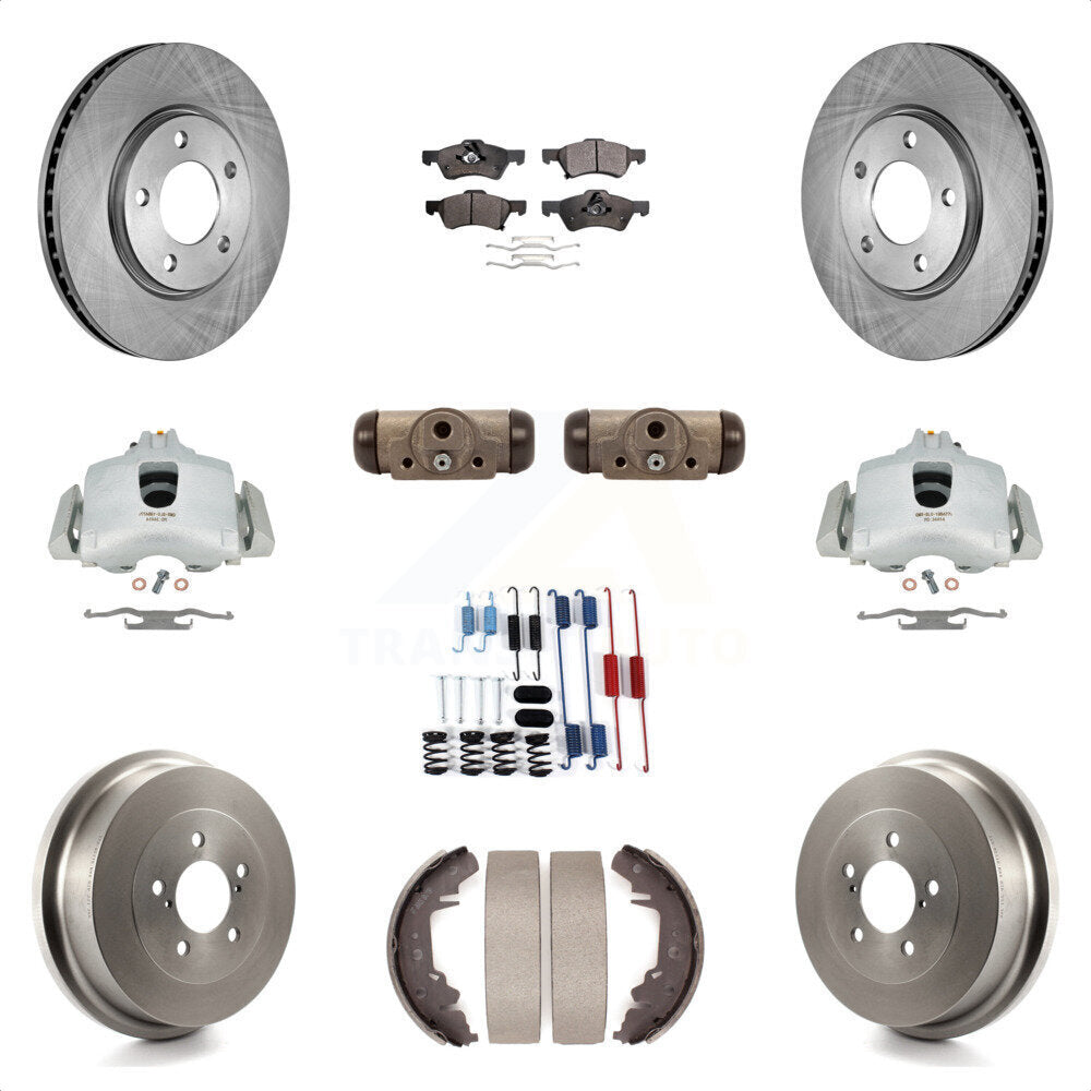 Front Rear Disc Brake Caliper Rotors Drums Ceramic Pads Shoes Wheel Cylinders And Hardware Kit (11Pc) For Dodge Chrysler Town & Country Grand Caravan rear brakes KC8-100892T by Transit Auto