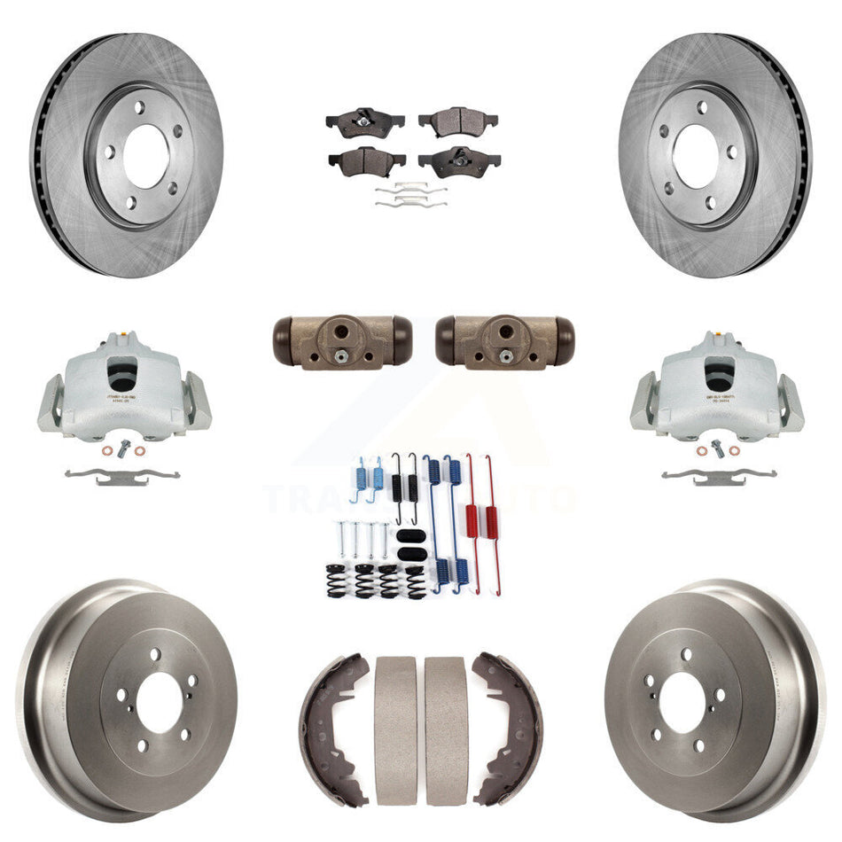 Front Rear Disc Brake Caliper Rotors Drums Ceramic Pads Shoes Wheel Cylinders And Hardware Kit (11Pc) For Dodge Chrysler Town & Country Grand Caravan rear brakes KC8-100892T