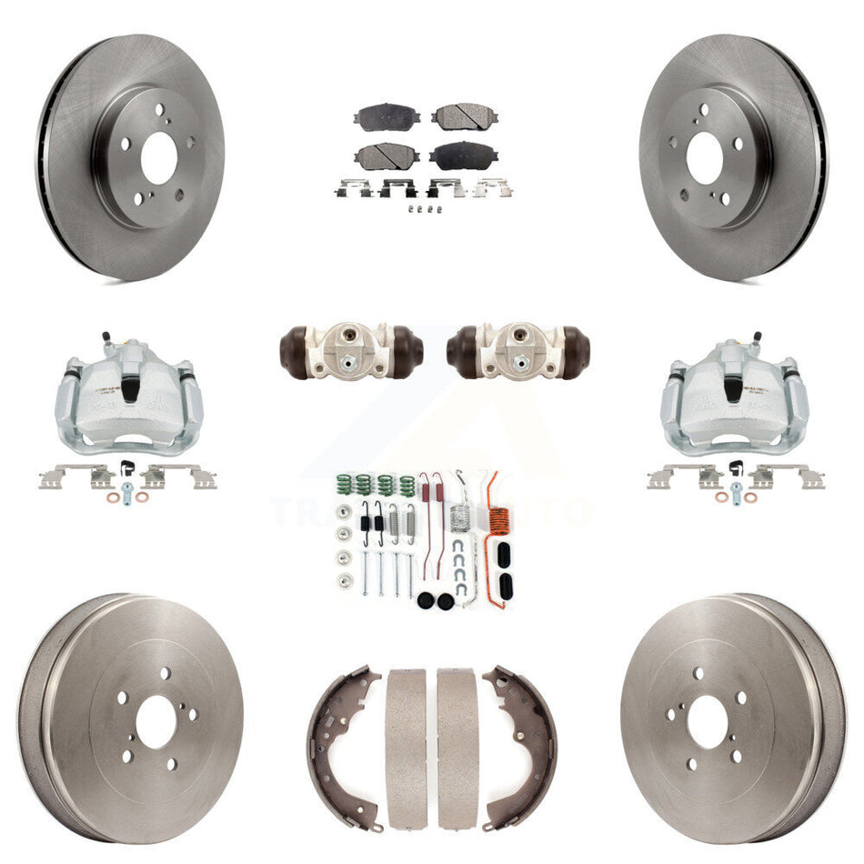 Front Rear Disc Brake Caliper Rotors Drum Semi-Metallic Pad Shoe Cylinder Kit (11Pc) For KC8-100893P