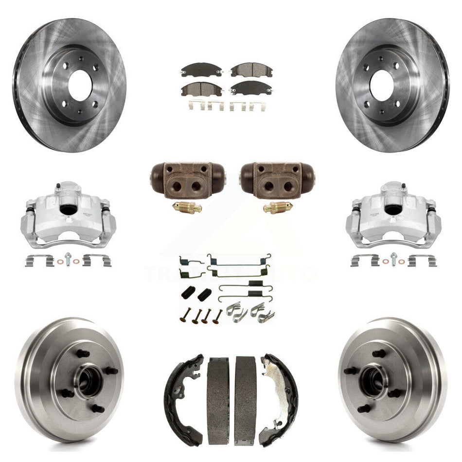 Front Rear Disc Brake Caliper Rotors Drum Semi-Metallic Pad Shoe Cylinder Kit (11Pc) For KC8-100893S