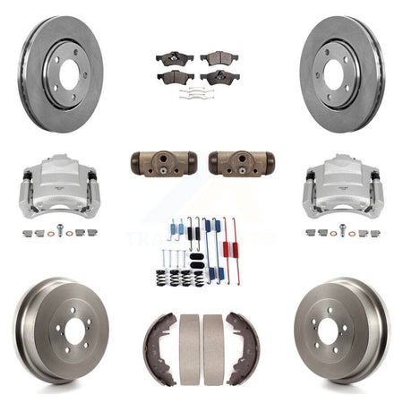 Front Rear Brake Caliper Rotors Drum Ceramic Pad Shoe Cylinder & Hardware Kit (11Pc) For KC8-100893T