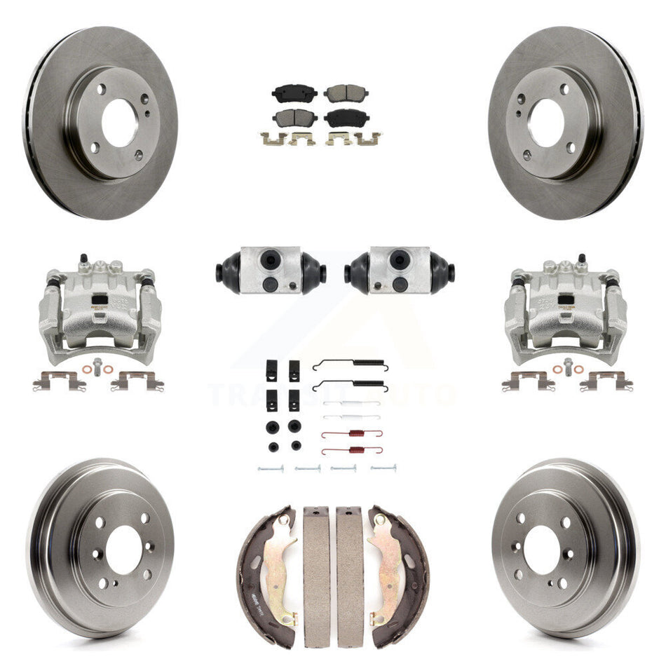 Front Rear Disc Brake Caliper Rotors Drum Semi-Metallic Pad Shoe Cylinder Kit (11Pc) For KC8-100894S