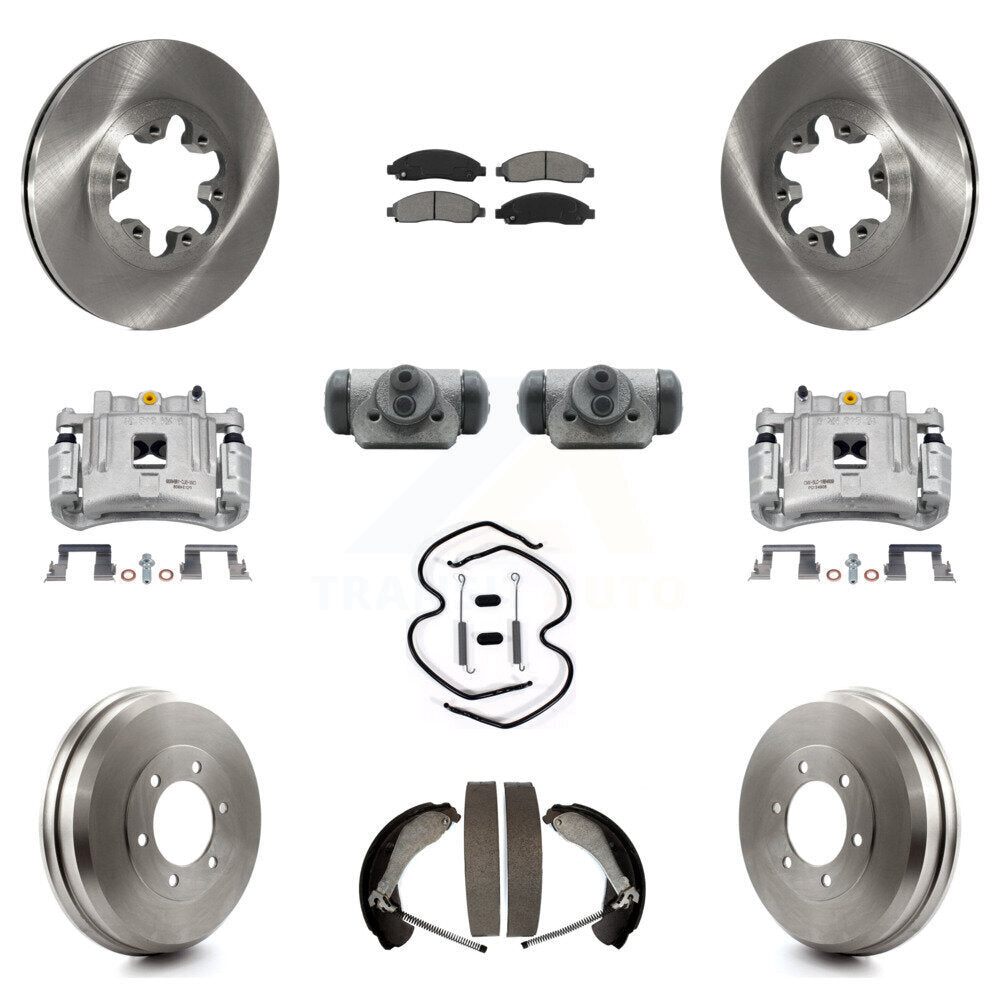 Front Rear Brake Caliper Rotor Drum Semi-Metallic Pad Shoe Cylinder & Kit (11Pc) For GMC KC8-100895S