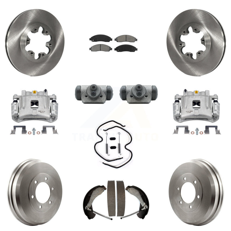 Front Rear Brake Caliper Rotor Drum Semi-Metallic Pad Shoe Cylinder & Kit (11Pc) For GMC KC8-100895S