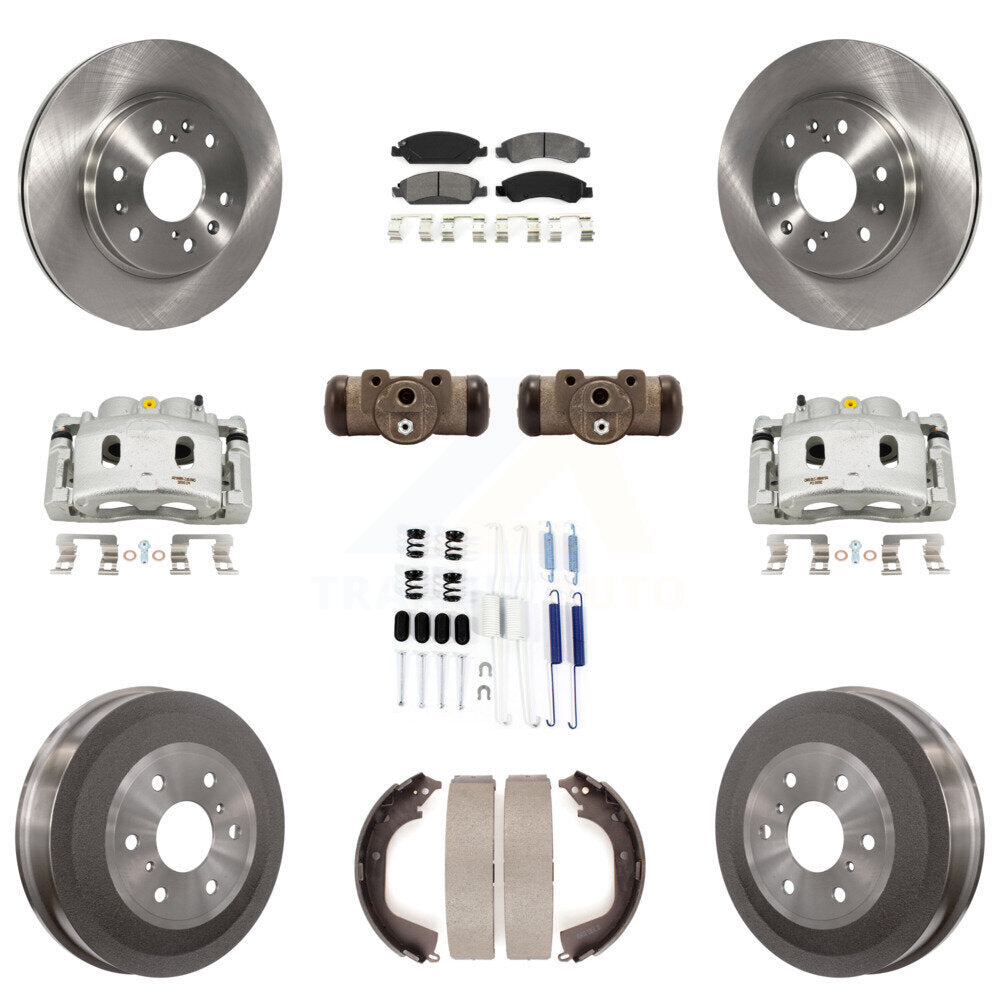 Front Rear Brake Caliper Rotor Drum Semi-Metallic Pad Shoe Cylinder & Kit (11Pc) For GMC KC8-100896S