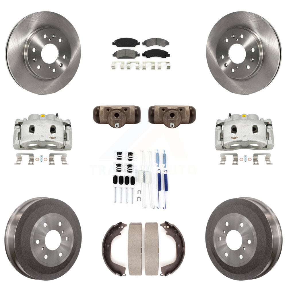 Front Rear Brake Caliper Rotor Drum Semi-Metallic Pad Shoe Cylinder & Kit (11Pc) For GMC KC8-100897S
