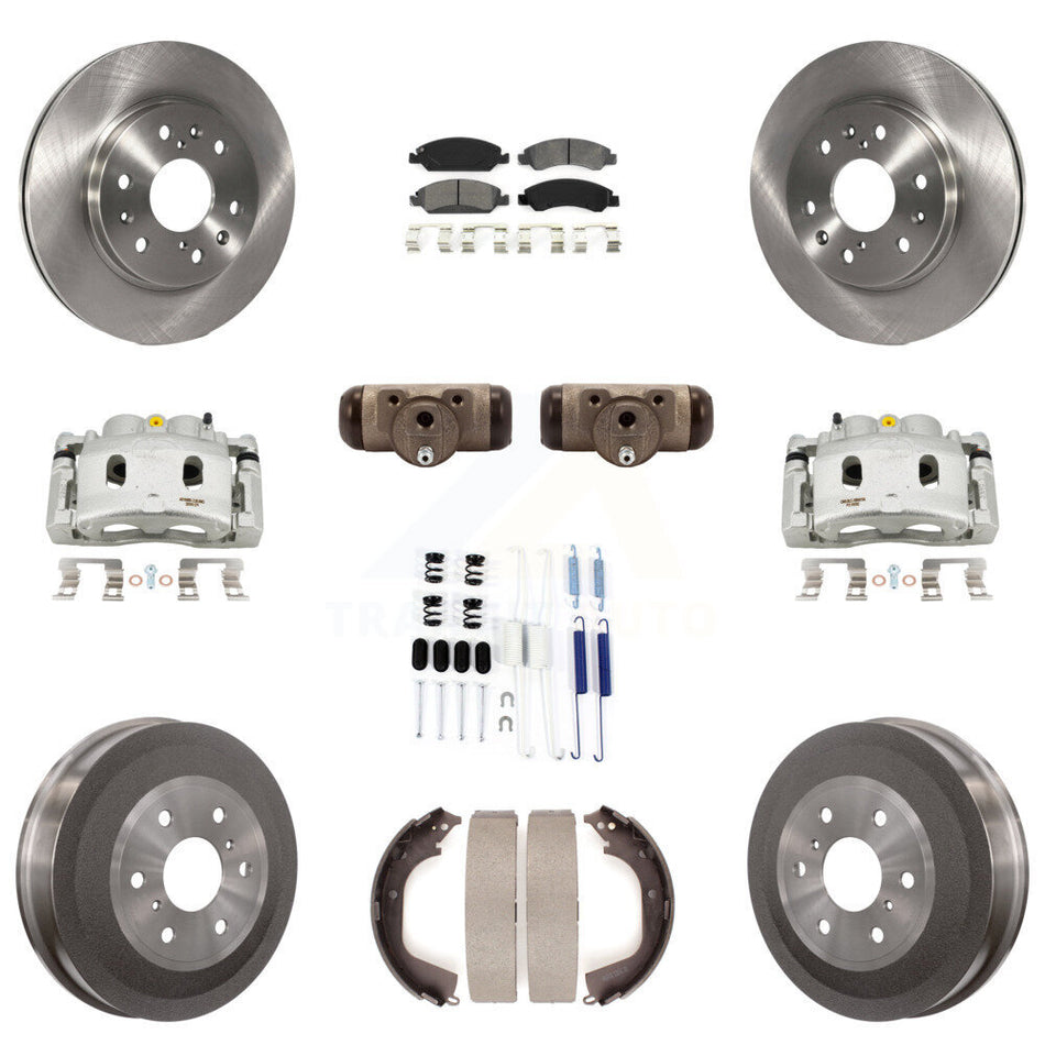 Front Rear Brake Caliper Rotor Drum Semi-Metallic Pad Shoe Cylinder & Kit (11Pc) For GMC KC8-100897S