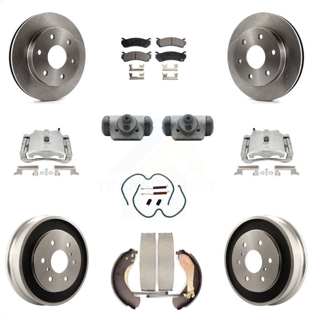 Front Rear Disc Brake Caliper Rotors Drums Ceramic Pads Shoes Wheel Cylinders And Hardware Kit (11Pc) For Chevrolet Silverado 1500 GMC Sierra Classic With 6400 Lb GVW KC8-100898T by Transit Auto