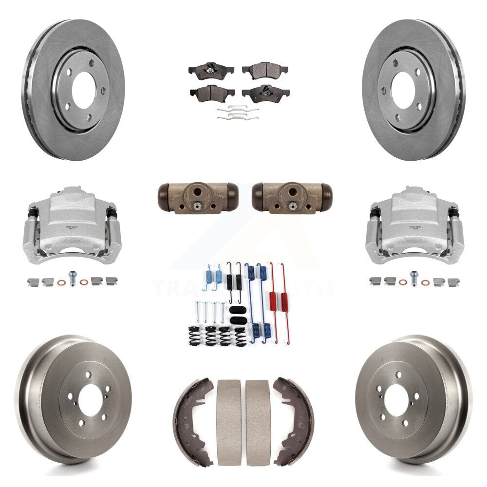 Front Rear Disc Brake Caliper Rotors Drum Semi-Metallic Pad Shoe Cylinder Kit (11Pc) For KC8-100900P