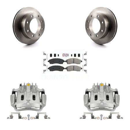 Rear Brake Caliper Rotor Semi-Metallic Pad Kit For Ford F-350 Super Duty F-250 Excursion KC8-100901N