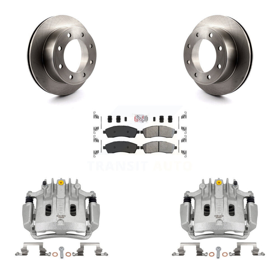 Rear Brake Caliper Rotor Semi-Metallic Pad Kit For Ford F-350 Super Duty F-250 Excursion KC8-100901N
