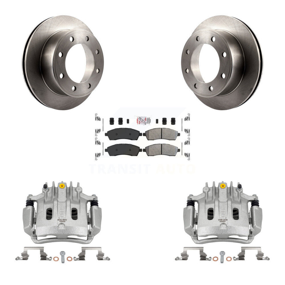Rear Brake Caliper Rotor Semi-Metallic Pad Kit For Ford F-350 Super Duty F-250 Excursion KC8-100901N