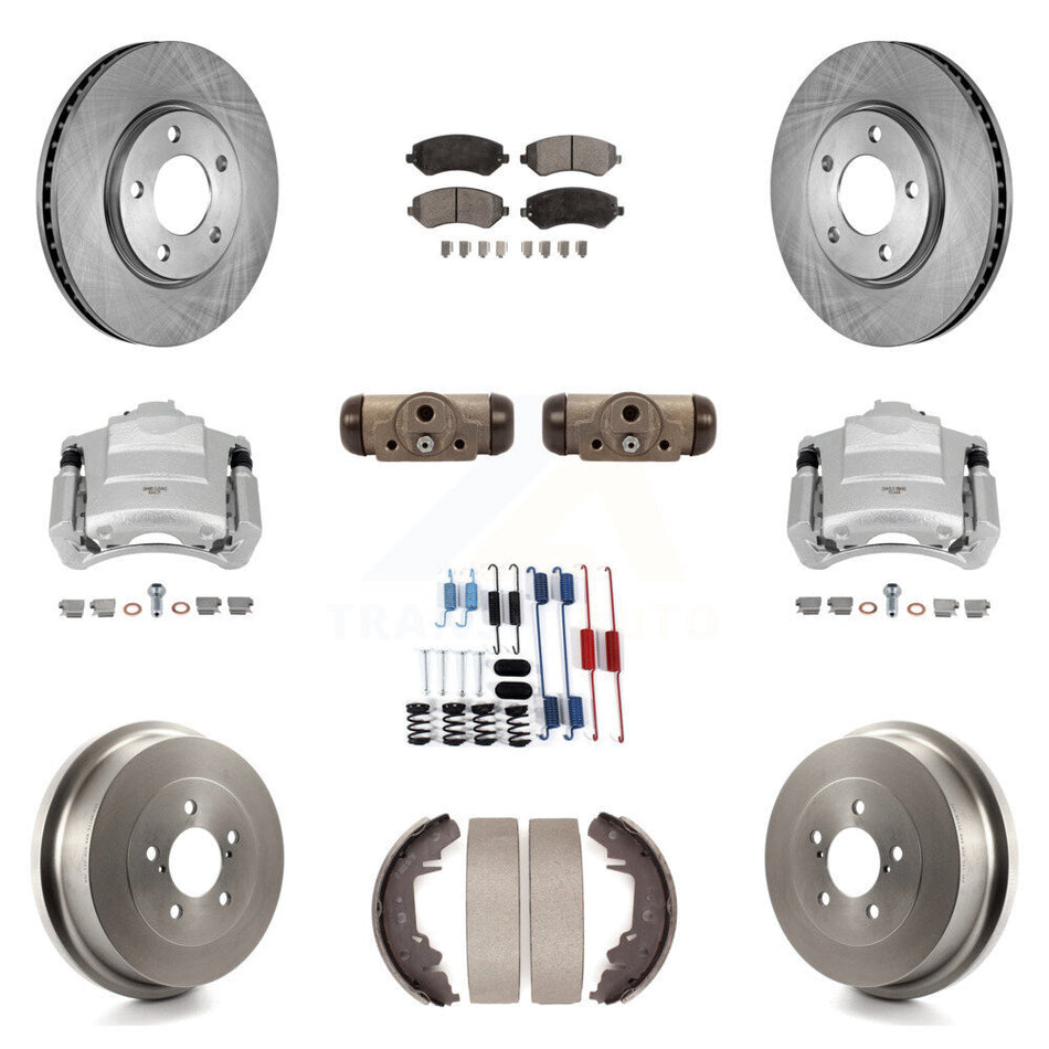 Front Rear Disc Brake Caliper Rotors Drum Semi-Metallic Pad Shoe Cylinder Kit (11Pc) For KC8-100901P