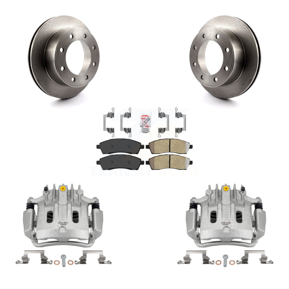 Rear Brake Caliper Rotor Semi-Metallic Pad Kit For Ford F-350 Super Duty F-250 Excursion KC8-100902N