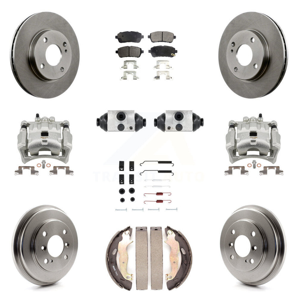 Front Rear Disc Brake Caliper Rotors Drum Semi-Metallic Pad Shoe Cylinder Kit (11Pc) For KC8-100902P