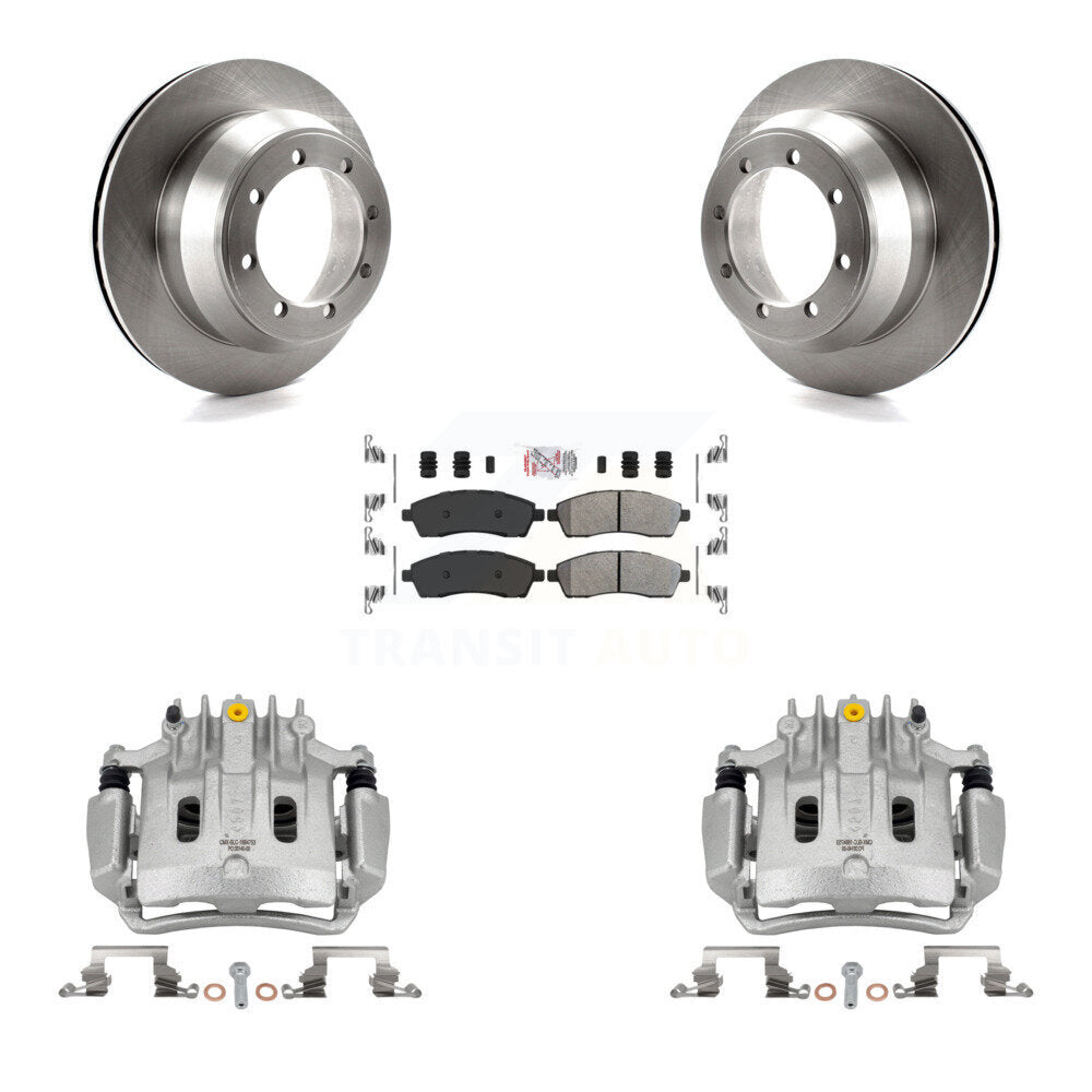 Rear Disc Brake Caliper Rotors And Semi-Metallic Pads Kit For Ford F-350 Super Duty KC8-100903N