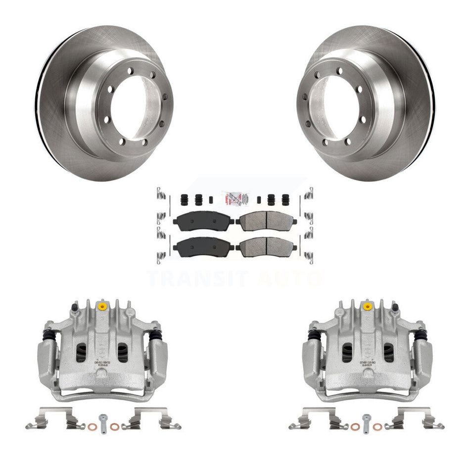 Rear Disc Brake Caliper Rotors And Semi-Metallic Pads Kit For Ford F-350 Super Duty KC8-100903N