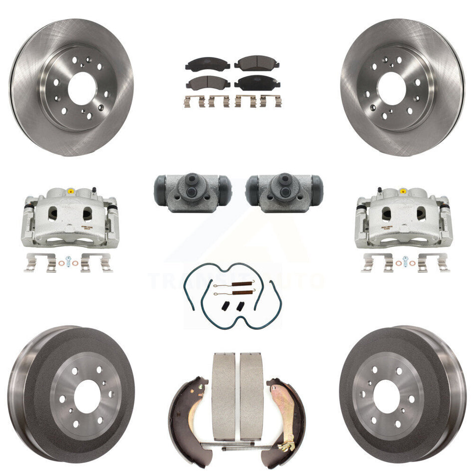 Front Rear Brake Caliper Rotors Drum Ceramic Pad Shoe Cylinder & Hardware Kit (11Pc) For KC8-100904T
