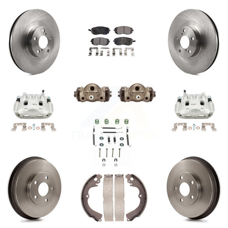 Front Rear Brake Caliper Rotors Drum Ceramic Pad Shoe Cylinder & Hardware Kit (11Pc) For KC8-100905T