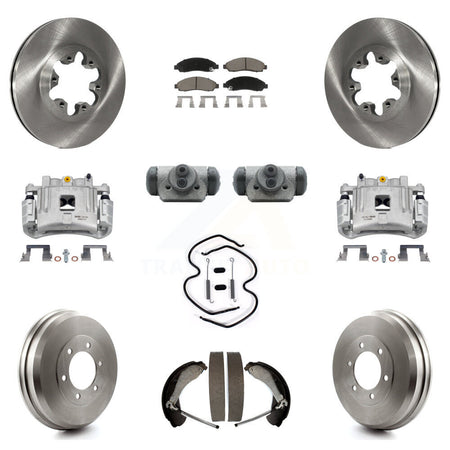 Front Rear Brake Caliper Rotors Drum Ceramic Pad Shoe Cylinder & Hardware Kit (11Pc) For KC8-100906C