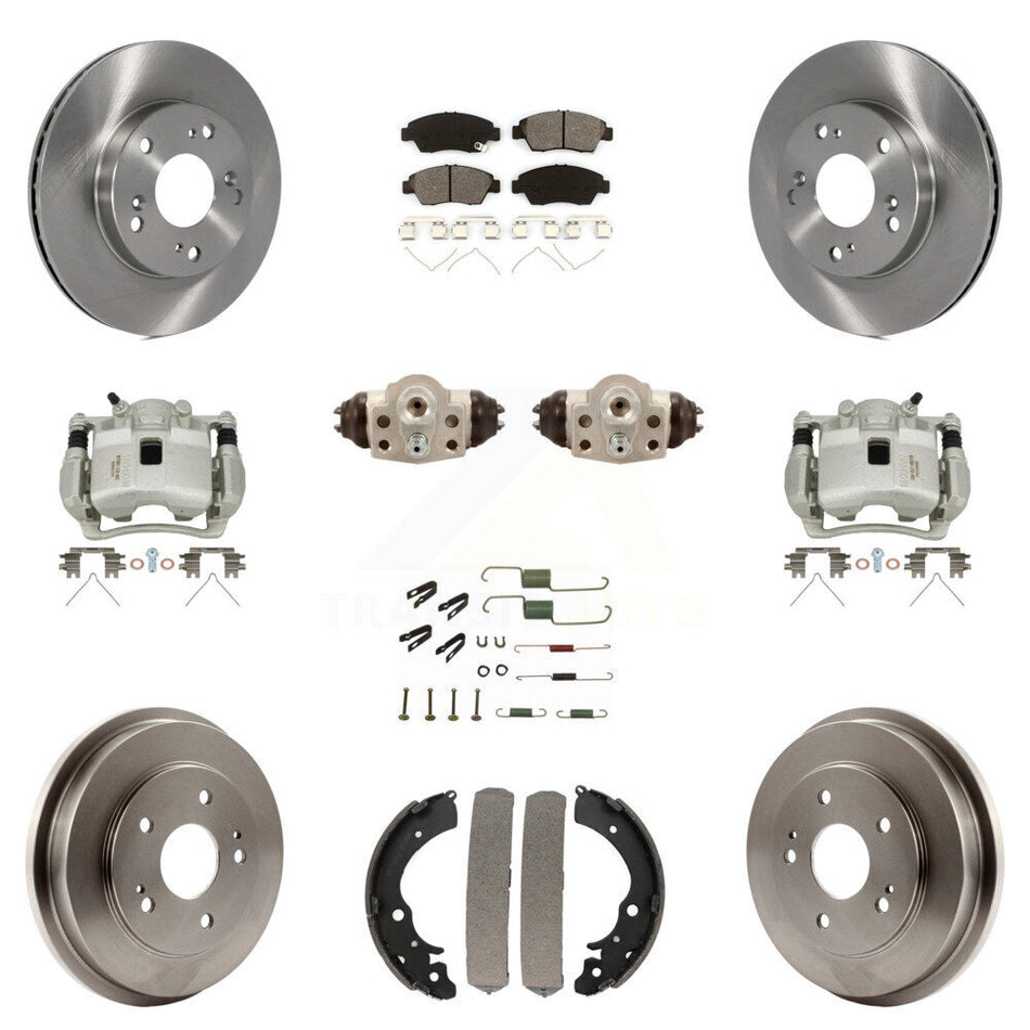Front Rear Disc Brake Caliper Rotors Drum Semi-Metallic Pad Shoe Cylinder Kit (11Pc) For KC8-100906S