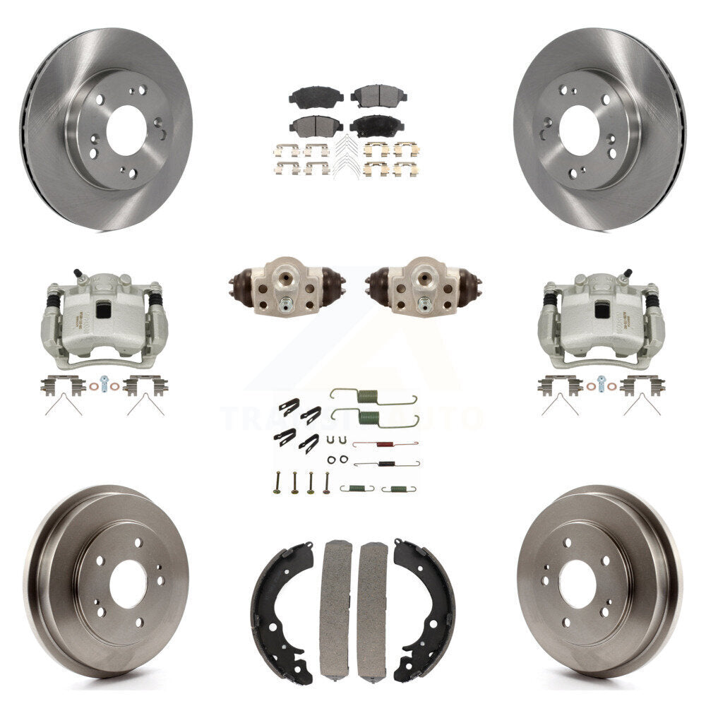 Front Rear Disc Brake Caliper Rotors Drum Semi-Metallic Pad Shoe Cylinder Kit (11Pc) For KC8-100909P