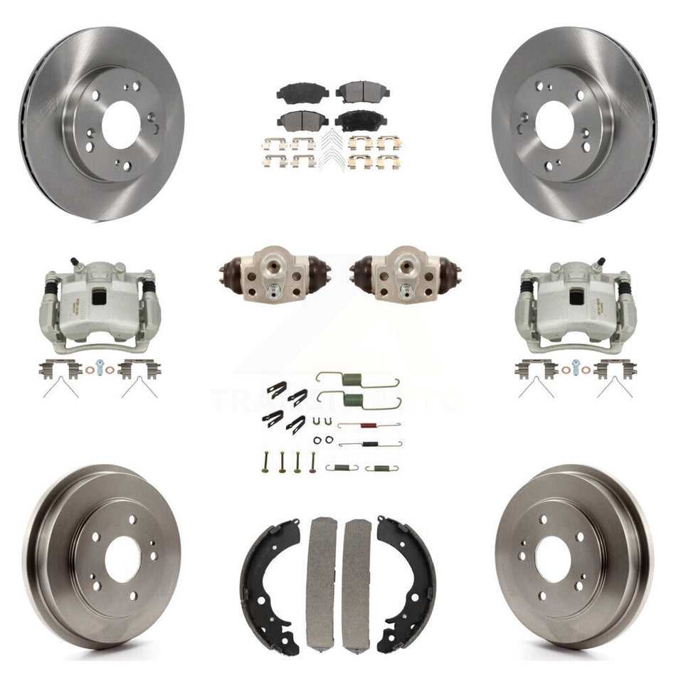 Front Rear Disc Brake Caliper Rotors Drum Semi-Metallic Pad Shoe Cylinder Kit (11Pc) For KC8-100909P