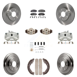 Front Rear Disc Brake Caliper Rotors Drums Semi-Metallic Pads Shoes Wheel Cylinders And Hardware Kit (11Pc) For Honda Civic KC8-100910P