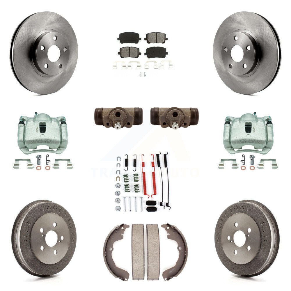 Front Rear Brake Caliper Rotors Drum Semi-Metallic Pad Shoe Cylinder Kit (11Pc) For Vibe KC8-100911S