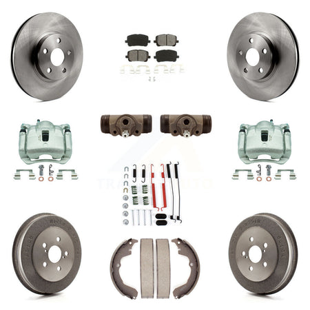 Front Rear Brake Caliper Rotors Drum Semi-Metallic Pad Shoe Cylinder Kit (11Pc) For Vibe KC8-100911S