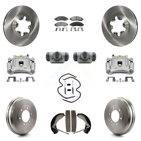 Front Rear Brake Caliper Rotors Drum Ceramic Pad Shoe Cylinder & Hardware Kit (11Pc) For KC8-100911T