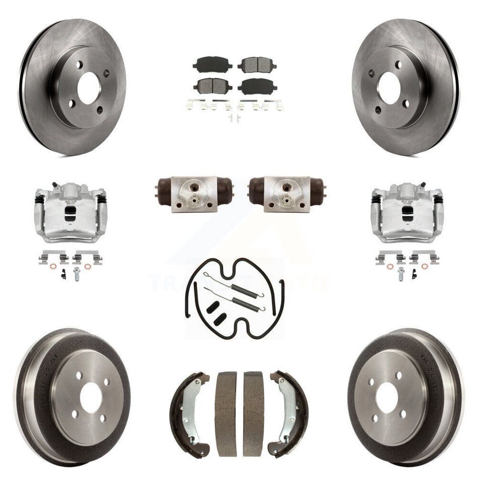 Front Rear Disc Brake Caliper Rotors Drum Semi-Metallic Pad Shoe Cylinder Kit (11Pc) For KC8-100915S