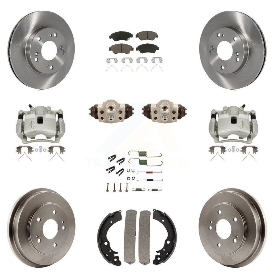 Front Rear Brake Caliper Rotors Drum Ceramic Pad Shoe Cylinder & Hardware Kit (11Pc) For KC8-100917C