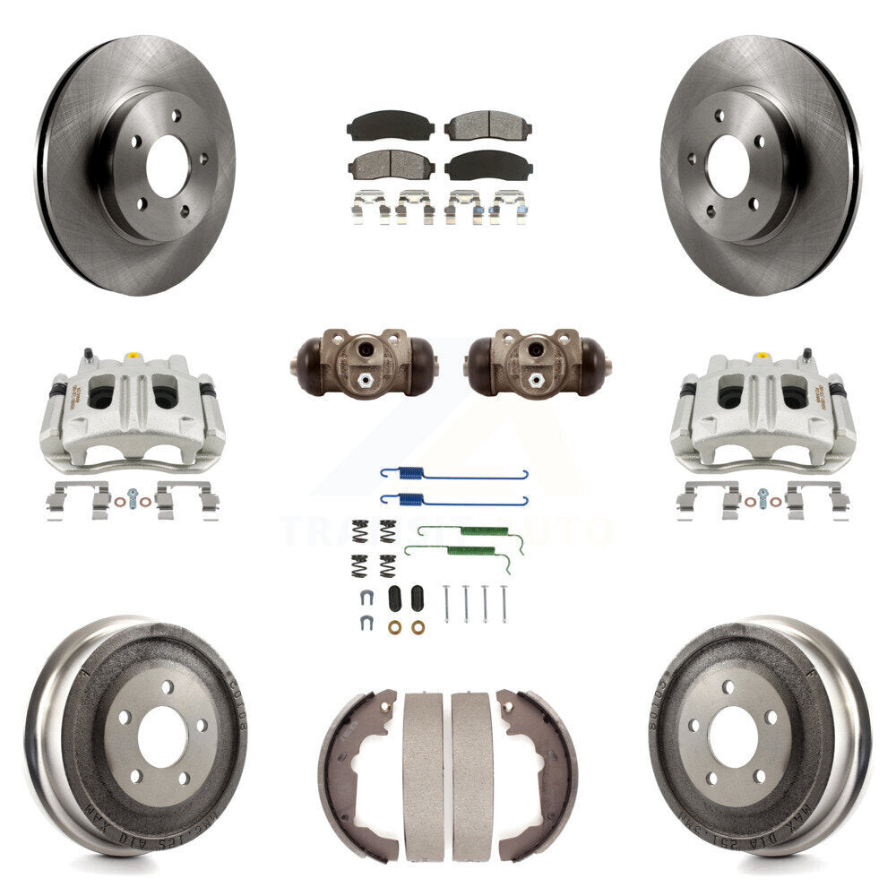 Front Rear Brake Caliper Rotor Drum Semi-Metallic Pad Shoe Cylinder & Kit (11Pc) For Vue KC8-100917S