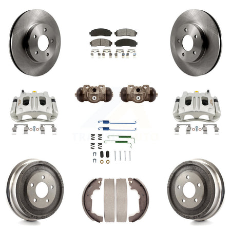 Front Rear Brake Caliper Rotor Drum Semi-Metallic Pad Shoe Cylinder & Kit (11Pc) For Vue KC8-100917S
