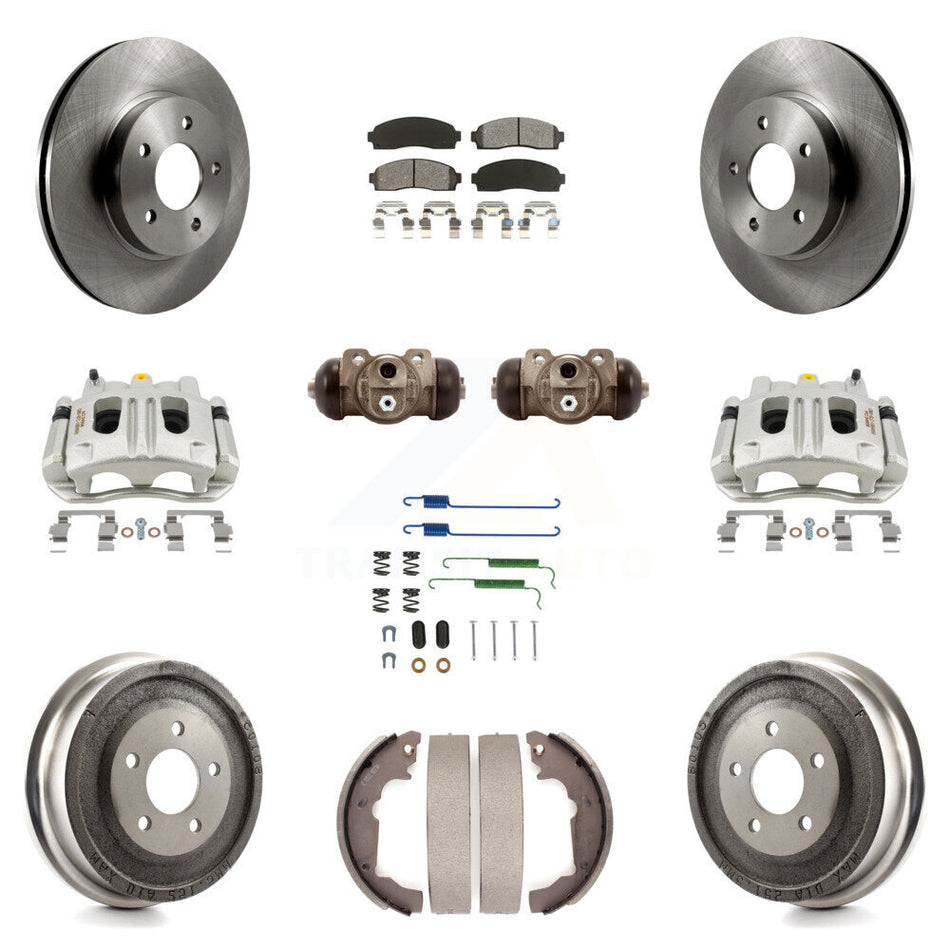 Front Rear Brake Caliper Rotor Drum Semi-Metallic Pad Shoe Cylinder & Kit (11Pc) For Vue KC8-100917S