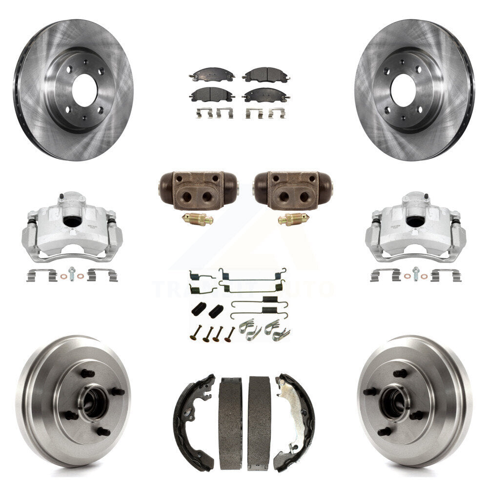Front Rear Disc Brake Caliper Rotors Drum Semi-Metallic Pad Shoe Cylinder Kit (11Pc) For KC8-100920P
