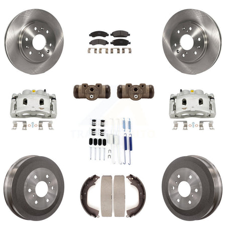 Front Rear Brake Caliper Rotor Drum Semi-Metallic Pad Shoe Cylinder & Kit (11Pc) For GMC KC8-100923P