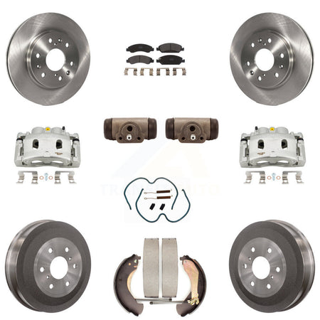 Front Rear Brake Caliper Rotors Drum Semi-Metallic Pad Shoe Cylinder Kit (11Pc) For 1500 KC8-100925P