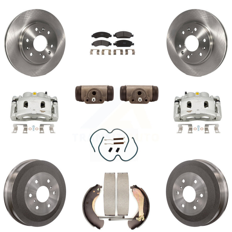 Front Rear Brake Caliper Rotors Drum Semi-Metallic Pad Shoe Cylinder Kit (11Pc) For 1500 KC8-100925P