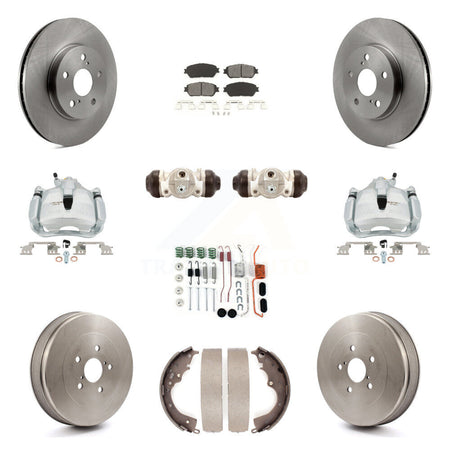 Front Rear Disc Brake Caliper Rotors Drum Semi-Metallic Pad Shoe Cylinder Kit (11Pc) For KC8-100926S