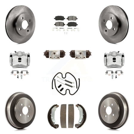 Front Rear Brake Caliper Rotor Drum Semi-Metallic Pad Shoe Cylinder & Kit (11Pc) For Ion KC8-100927S