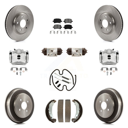 Front Rear Disc Brake Caliper Rotors Drum Semi-Metallic Pad Shoe Cylinder Kit (11Pc) For KC8-100928S