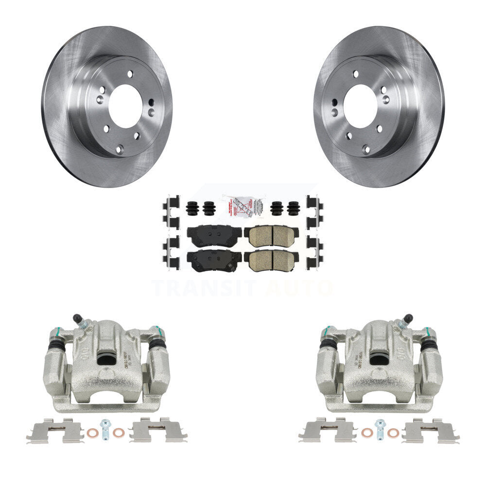 Rear Disc Brake Caliper Rotors And Ceramic Pads Kit For 2006 Hyundai Sonata 3.3L To 03 06 KC8-100929N by Transit Auto