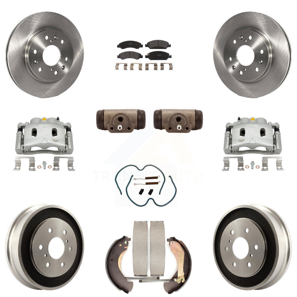 Front Rear Brake Caliper Rotors Drum Semi-Metallic Pad Shoe Cylinder Kit (11Pc) For 1500 KC8-100934P