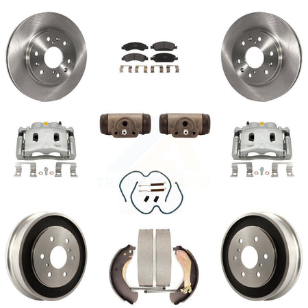 Front Rear Brake Caliper Rotors Drum Semi-Metallic Pad Shoe Cylinder Kit (11Pc) For 1500 KC8-100934P