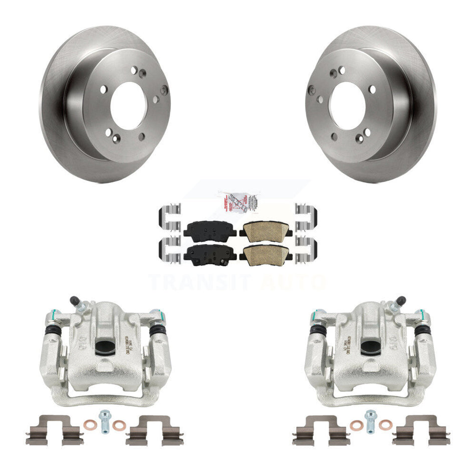 Rear Disc Brake Caliper Rotors And Ceramic Pads Kit For 2009-2010 Hyundai Sonata 2.4L KC8-100935N