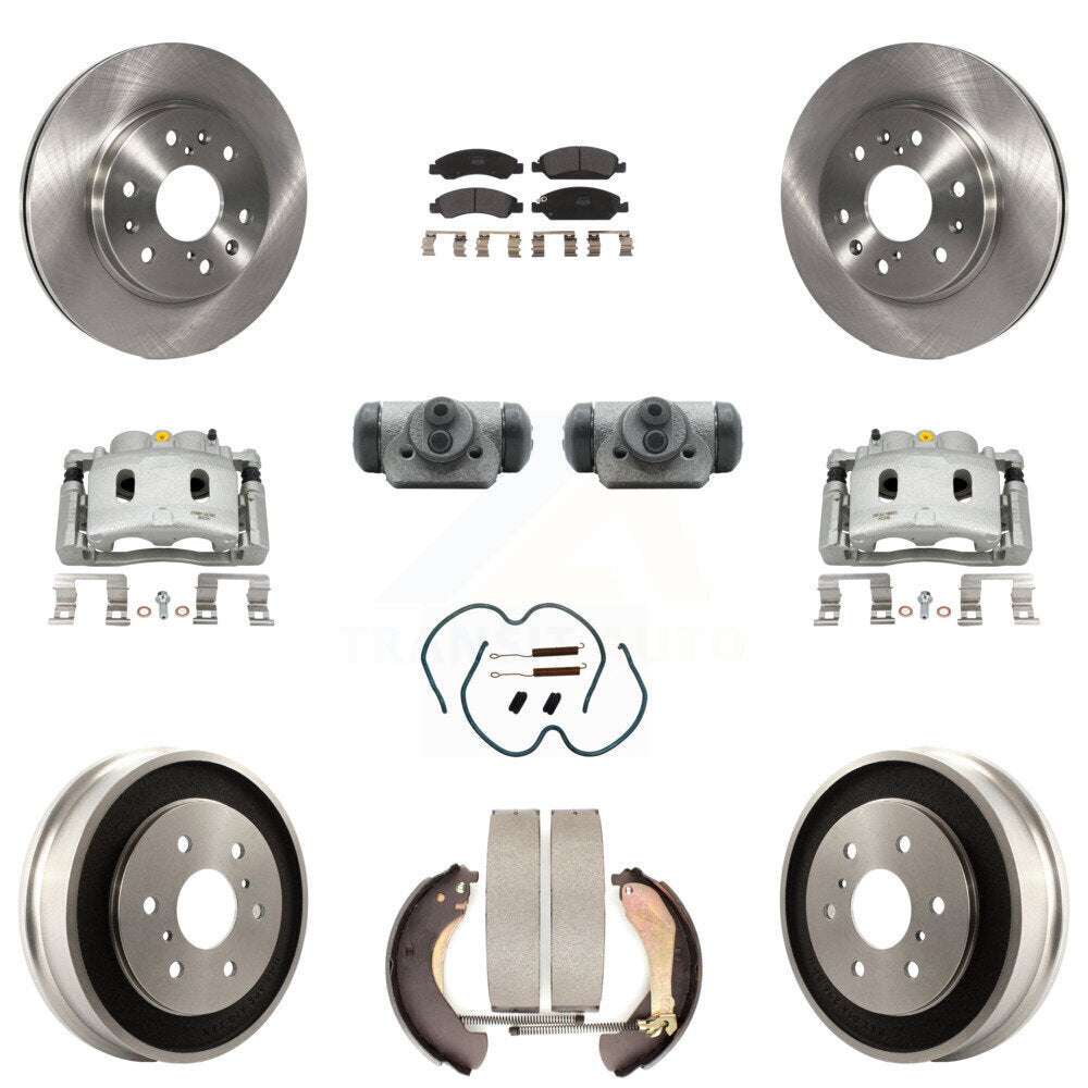 Front Rear Brake Caliper Rotors Drum Semi-Metallic Pad Shoe Cylinder Kit (11Pc) For 1500 KC8-100935P
