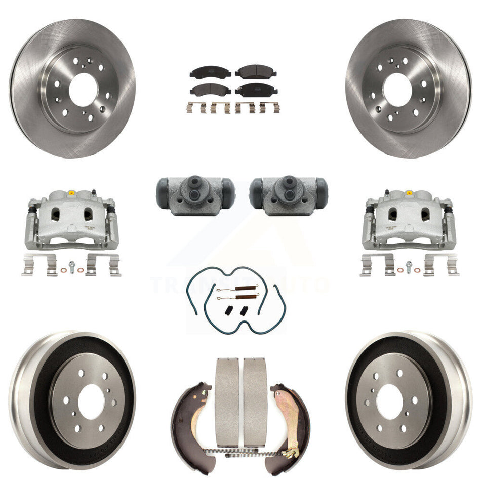 Front Rear Brake Caliper Rotors Drum Semi-Metallic Pad Shoe Cylinder Kit (11Pc) For 1500 KC8-100935P