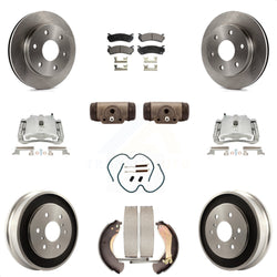 Front Rear Disc Brake Caliper Rotors Drums Semi-Metallic Pads Shoes Wheel Cylinders And Hardware Kit (11Pc) For Chevrolet Silverado 1500 GMC Sierra Classic With 7000 Lb GVW KC8-100936P